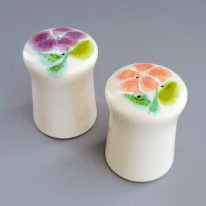 Franciscan Floral Salt & Pepper Shakers, Retro c.1970s USA Flower Power Dishes